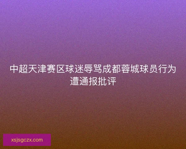 中超天津赛区球迷辱骂成都蓉城球员行为遭通报批评