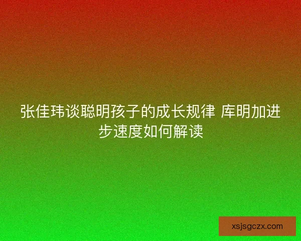 张佳玮谈聪明孩子的成长规律 库明加进步速度如何解读