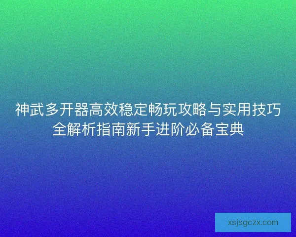 神武多开器高效稳定畅玩攻略与实用技巧全解析指南新手进阶必备宝典