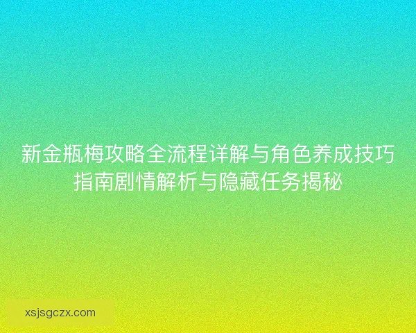 新金瓶梅攻略全流程详解与角色养成技巧指南剧情解析与隐藏任务揭秘